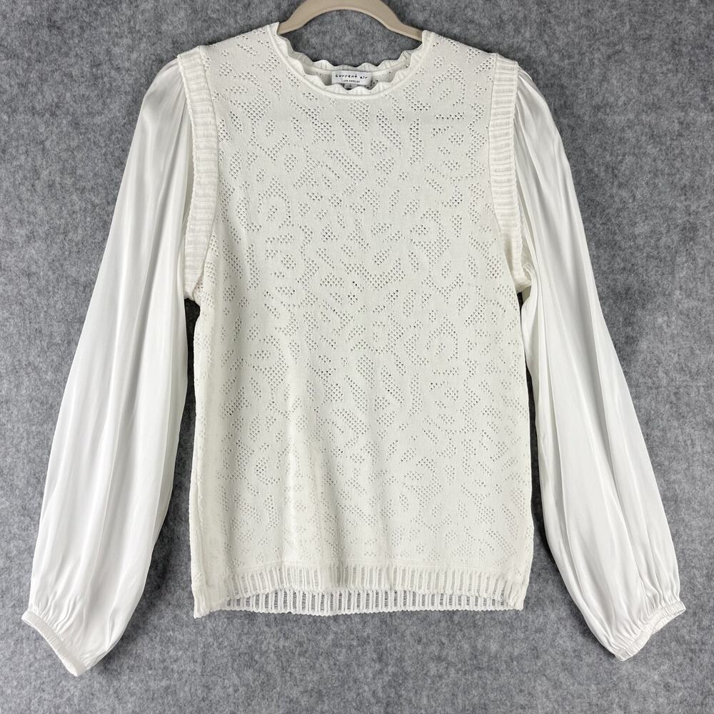Current Air Textural‎ Knit Sweater Womens Large Ivory Feminine Billowy Romantic